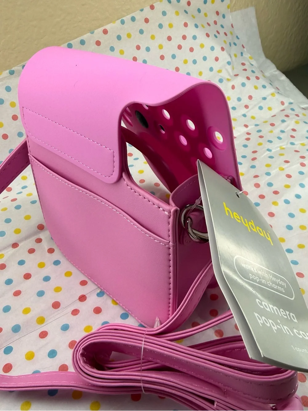 Pink Silicone Camera Crossbody Bag